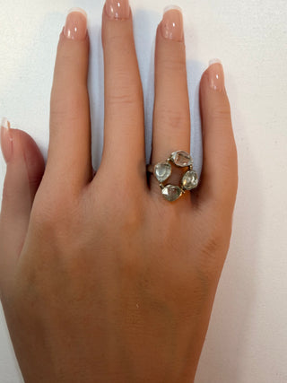 78 White Herkimer Diamond Ring Sz 8