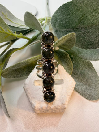 19 Long Labradorite Ring Sz 6