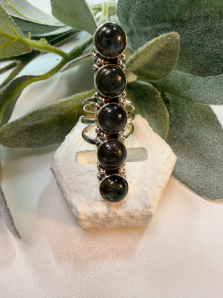 19 Long Labradorite Ring Sz 6