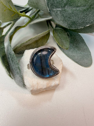 24 Moon Labradorite Ring Sz 6.5