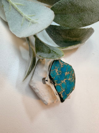 81 Sea Jasper Ring Sz 8