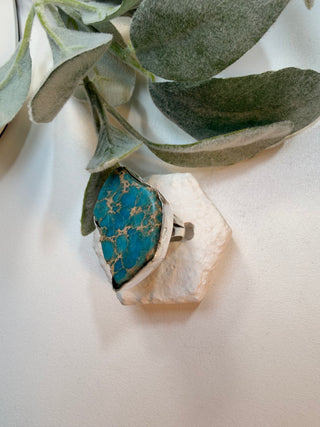 81 Sea Jasper Ring Sz 8