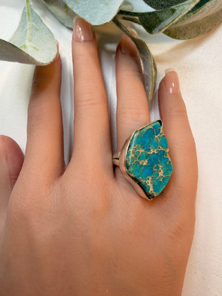 81 Sea Jasper Ring Sz 8