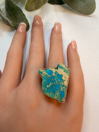 44 Sea Jasper Ring Sz 7