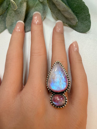 79 Pink Moonstone Ring Sz 8