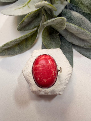 104 Pink Sea Jasper Ring Sz 9
