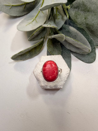 104 Pink Sea Jasper Ring Sz 9