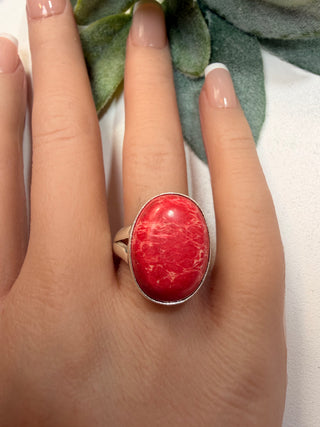104 Pink Sea Jasper Ring Sz 9