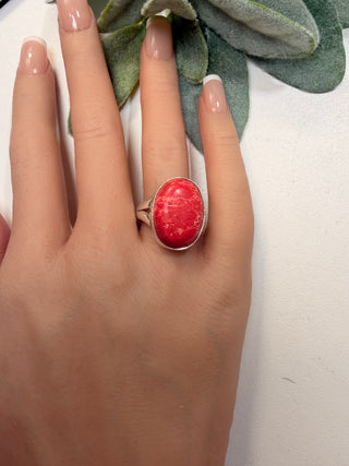 104 Pink Sea Jasper Ring Sz 9
