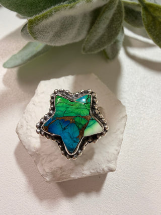 85 Peacock Dahlia Ring Sz 9