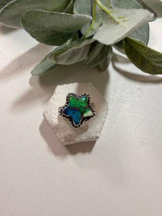 85 Peacock Dahlia Ring Sz 9