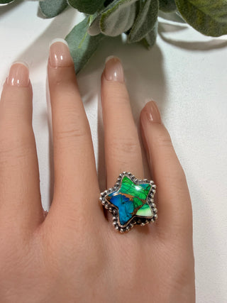 85 Peacock Dahlia Ring Sz 9
