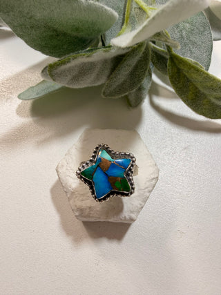 59 Peacock Dahlia Ring Sz 8