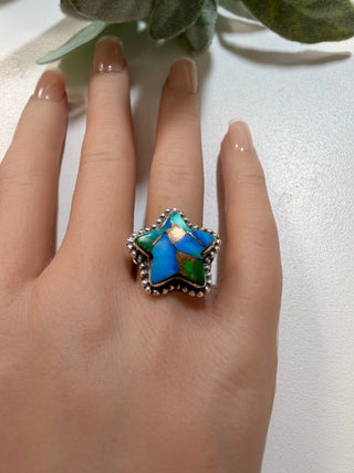 59 Peacock Dahlia Ring Sz 8