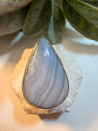 108 Blue Lace Agate Ring Sz 9