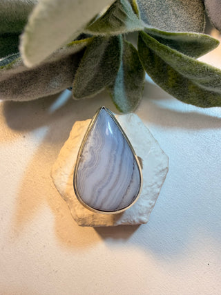 108 Blue Lace Agate Ring Sz 9