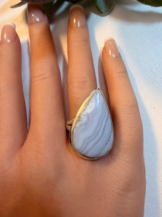 108 Blue Lace Agate Ring Sz 9