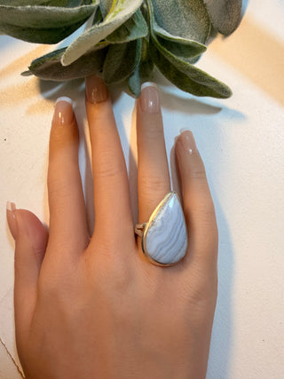 108 Blue Lace Agate Ring Sz 9