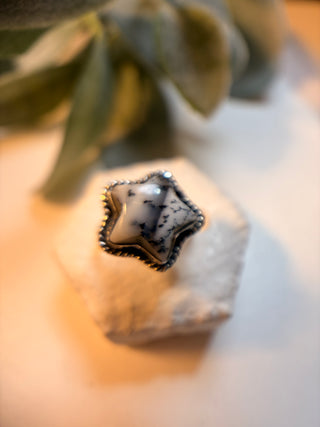 78 Star Dendritic Opal Ring Sz 8