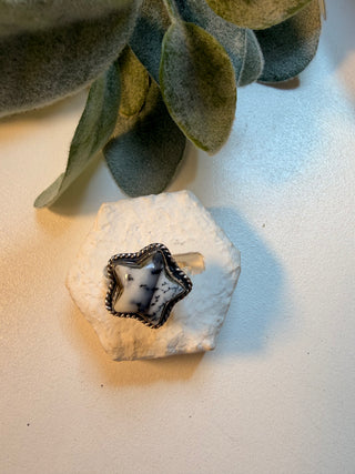 78 Star Dendritic Opal Ring Sz 8