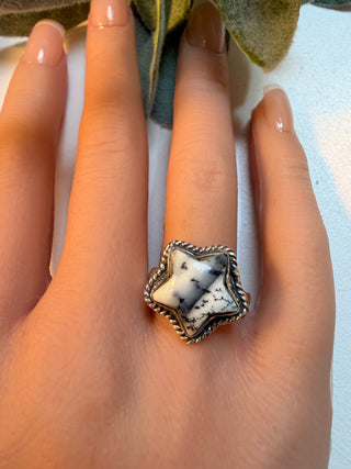 78 Star Dendritic Opal Ring Sz 8