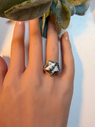 78 Star Dendritic Opal Ring Sz 8