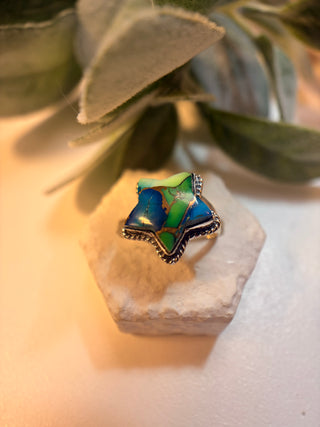 21 Peacock Dahlia Ring Sz 6
