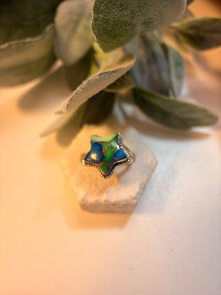 21 Peacock Dahlia Ring Sz 6