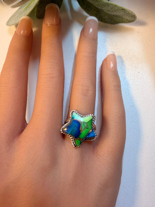 21 Peacock Dahlia Ring Sz 6
