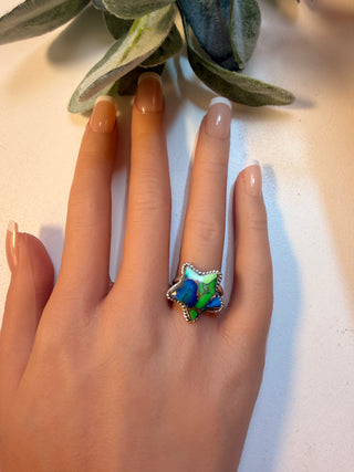 21 Peacock Dahlia Ring Sz 6