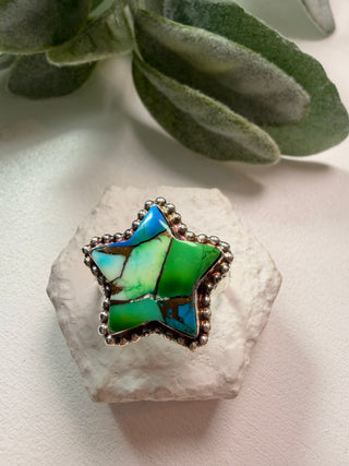 119 Peacock Dahlia Ring Sz 10