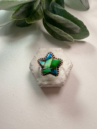 119 Peacock Dahlia Ring Sz 10