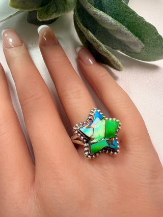 119 Peacock Dahlia Ring Sz 10
