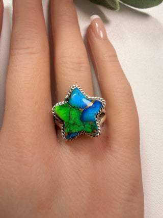 128 Peacock Dahlia Ring Sz 10