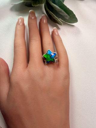 128 Peacock Dahlia Ring Sz 10