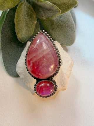 77 Pink Moonstone Ring Sz 8