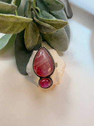 77 Pink Moonstone Ring Sz 8