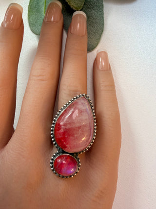 77 Pink Moonstone Ring Sz 8