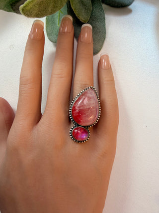77 Pink Moonstone Ring Sz 8