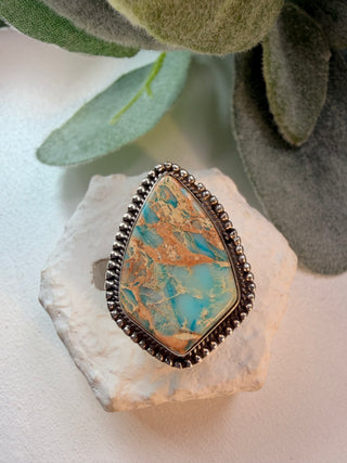 22 Sea Jasper Ring Sz 6
