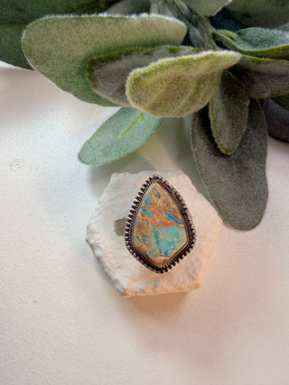 22 Sea Jasper Ring Sz 6