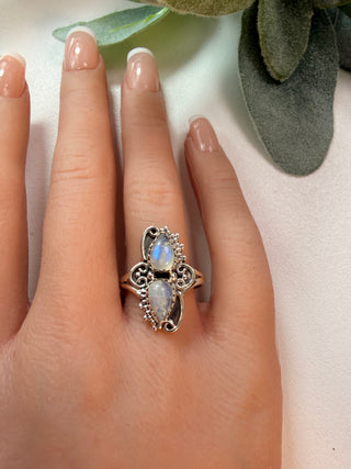 69 Rainbow Moonstone Ring Sz 8