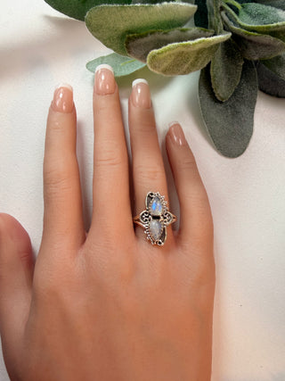 69 Rainbow Moonstone Ring Sz 8