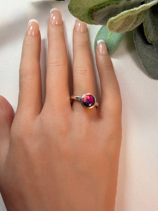 91 Pink Dahlia Turquoise Ring Sz 9
