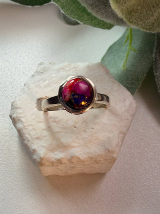 91 Pink Dahlia Turquoise Ring Sz 9