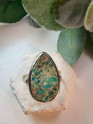 122 Sea Jasper Ring Sz 10