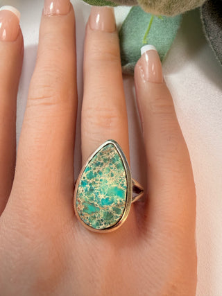 122 Sea Jasper Ring Sz 10
