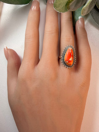 26 Orange Sea Jasper Ring Sz 6