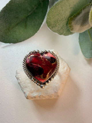123 Heart Red Dahlia Ring Sz 10