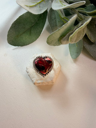 123 Heart Red Dahlia Ring Sz 10